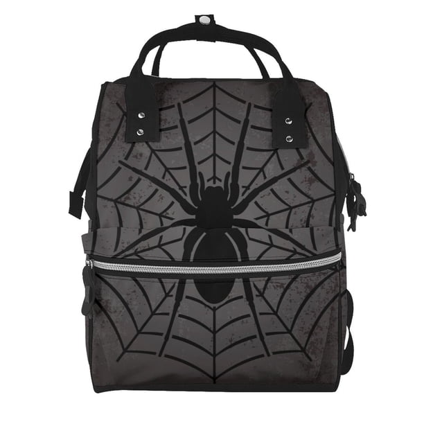Disketp Black Spider On Web 1 Mochila de Pañales de Gran Capacidad con Múltiples Bolsillos, Mochila de Viaje Multifuncional para Bebé, Unisex, Moderna y Resistente