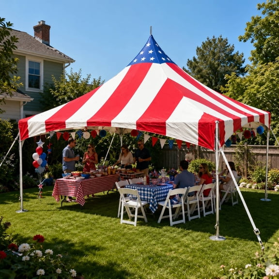TentandTable High Peak Frame Outdoor Canopy Tent, Red, White, Blue, 15 ft x 15 ft