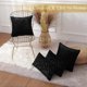 thumbnail image 3 of Soft faux fur pillowcase 16x16 plush short wool velvet decorative pillowcase - living room sofa pillowcase set of 2 pieces - black, 3 of 3