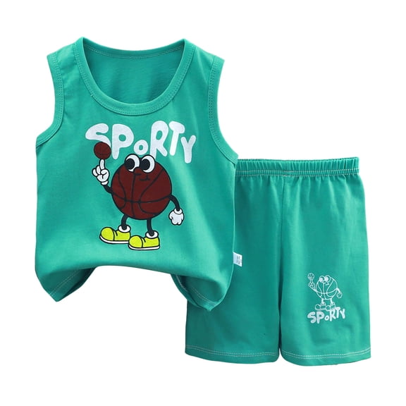 KPOPLK Toddler Boy Summer Clothes 2Pcs Shorts Set Baby Boys Sleeveless Tank Tops Outfits Casual T-Shirt Cute Boys Clothing Set Size 4-5 Years,Green