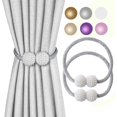 thumbnail image 1 of Lazos magnéticos para cortinas, 3 pares, hebillas para cortinas caseras con bolas de perlas, lazos de cuerda para cortinas grandes, anchas o gruesas (gris) oso de fresa  Producto electrónico, 1 of 5