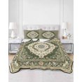thumbnail image 3 of Green Boho King Size Down Alternative Comforter, Lightweight Comforter Quilt Bedding Set with Pillow Shams Chic Traditional Antique Geometric Rustic All Seasons Bed Comforter Duvet Insert 96"x106", 3 of 7