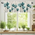 thumbnail image 2 of Teal Tulip Valances for Windows, 42 x 18in, Minimalist Modern Flower Art Linen Background Rod Pocket Kitchen Valance Curtain Light Filtering Window Treatments for Living Room Bedroom, 1 Panel, 2 of 7