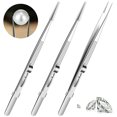 thumbnail image 1 of Muyoka Pinzas de joyería de 3 piezas con bloqueo de cinturón antideslizante y pinzas de gemas de ranura Pinzas de piedras de diamante de acero inoxidable Herramientas precisas para hacer joyas para cl Muyoka Hogar, 1 of 7