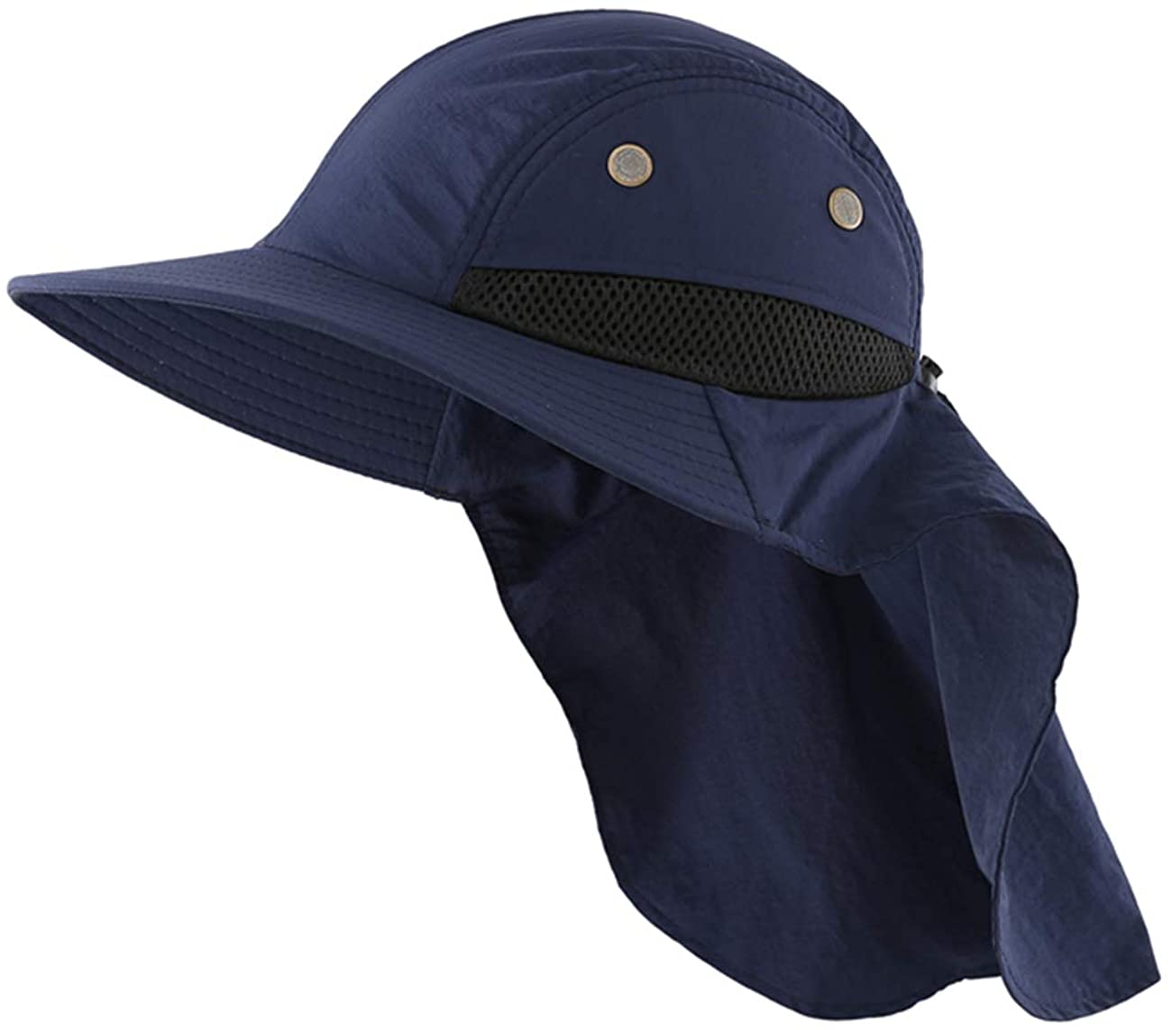 Mens Mesh Flap Sun Hat UPF50+ Wide Brim 
