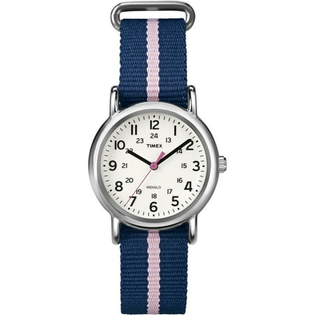 Timex Women's Weekender Watch, Blue and Pink Nylon Strap