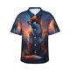thumbnail image 1 of Balery Starry Sky Meditating Fox Camisas hawaianas de manga corta para hombre, camisas playeras de corte holgado, camisas de vacaciones con botones,XX-Large, 1 of 7