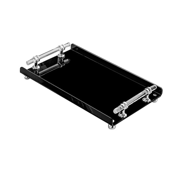 Bandeja rectangular para servir con asas, bandeja decorativa para aperitivos, almacenamiento de joyas Negro S