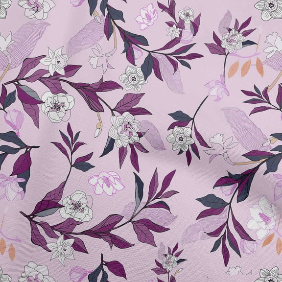 oneOone Viscose Chiffon Amethyst Fabric Floral Diy Clothing Quilting Fabric Print Fabric By Yard 42 Inch Wide