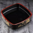 thumbnail image 5 of Dark Red with Bonsai Art Sushi Serving Tray - Square Sashimi Platter & Seafood Dish, Japanese Lacquered Plastic Tray for Weddings, Parties, BBQs, & Events with Ice Compartment - Large 11.5 Inch, 5 of 9