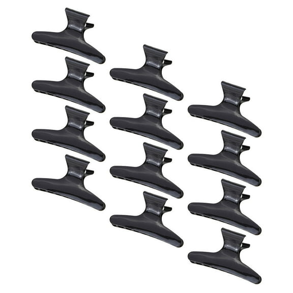 12 Pcs Plastic Hair Clips Stylist Black for Styling Sectioning
