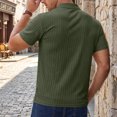 thumbnail image 5 of KLHDSF Men's Textured Knit Polo Shirts 1/4 Zipper Shirts Short Sleeve Casual Lightweight Golf Shirt Army Green L, 5 of 7