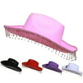 thumbnail image 4 of COMEET party hat, Rhinestones Fringed Hat for Women Large Brims RolePlay Hat Wedding Party Props Bachelorettes Dress Up Hat, 4 of 21