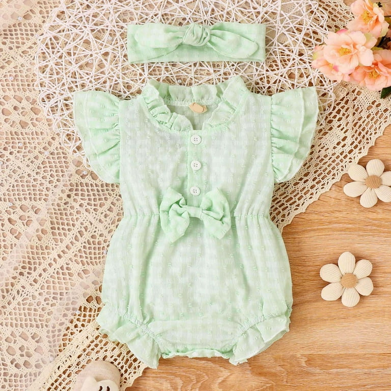 Aunavey Newborn Baby Boy Girl My First Easter Outfits Bunny Romper