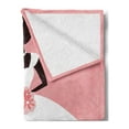 thumbnail image 2 of Bridal Shower Soft Flannel Fleece Throw Blanket, Wedding Dress with Flowers Abstract Backdrop Celebration Print, Cozy Plush for Indoor and Outdoor Use, 50" x 70", Black White and Salmon, by Ambesonne, 2 of 5