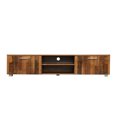 thumbnail image 4 of Walnut TV Stand for 70'' TV Stands, Media Console Entertainment Center Television Table with 2 Storage Cabinet and Open Shelves, for Living Room Bedroom, 4 of 7