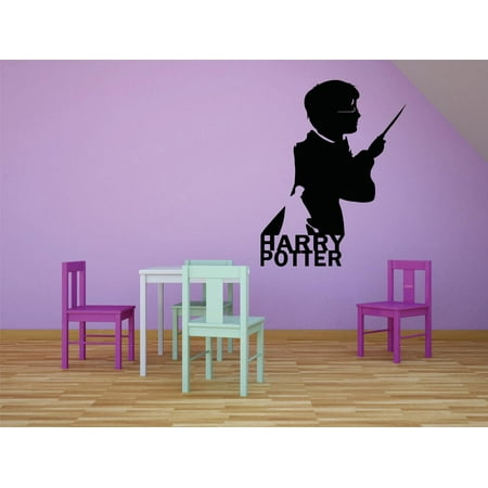 Harry Potter Character Flying On Broom Films Movies Books Series Art Design Silhouette Peel & Stick Custom Wall Decal Vinyl Sticker 12 Inches X 12