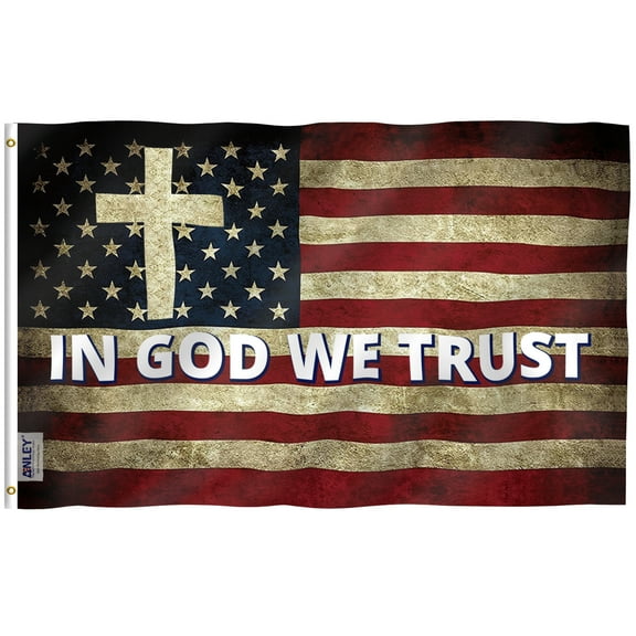 Anley 3x5 foot In God We Trust Flag - Religion Jesus Christian Flags