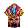 thumbnail image 2 of Aloohaidyvio Mens Mardi Gras Clothing Mens Hawaiian Shirts Short Sleeve Button Up Beach Shirts 2025 Mardi Gras Shirts Clearance, 2 of 5