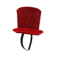 thumbnail image 2 of Nicky Bigs Novelties Adult Mini Glitter Mesh Top Hat Headband - Tiny Ringmaster Gatsby Chorus Dancer Tall Hat - Leprechaun Topper Halloween St Patricks Costume Accessory, Red, One Size, 2 of 4