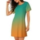 thumbnail image 2 of Easygdp Orange To Teal Gradient1 Camisón de manga corta para mujer, informal, estampado, 2 of 6