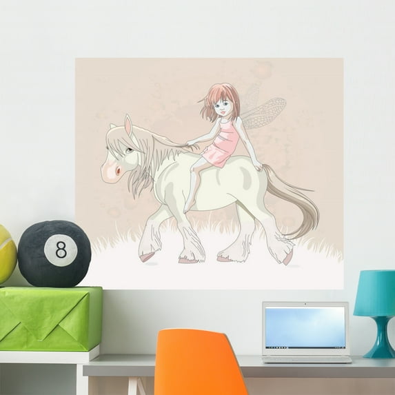 Girl's Murals Cute Little Wall Mural by Wallmonkeys Peel and Stick Graphic (36 in W x 30 in H) WM119671