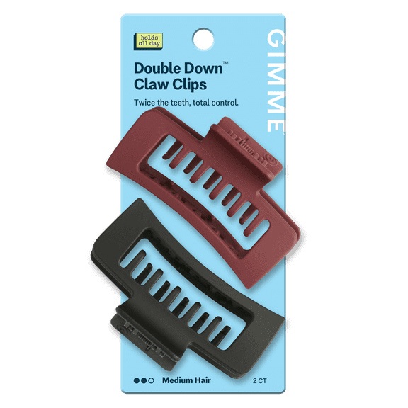 Gimme Beauty Double Downâ„¢ Rectangle Claw Clip for Medium Hair - Navy/Cream, 2 Count
