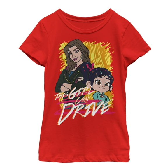 Girl's Ralph Breaks the Internet Girl Can Drive Graphic Tee Red Medium