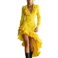 thumbnail image 3 of BRGZLK Vintage Dress For Women Elegant Classy V-Neck Long Sleeved Ruffled Victorian Solid Color Dresses Western Cowgirl Outfits High Low Dresses, 3 of 6