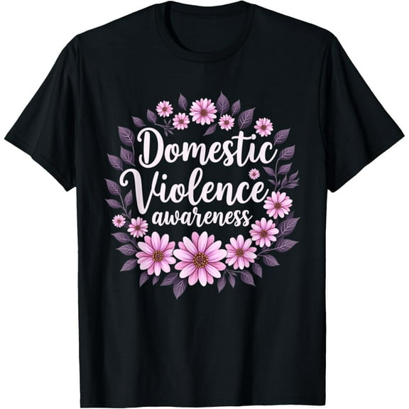 Family Domestic Violence Awareness Survivor Purple Flowers T-Shirt
