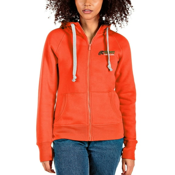Women's Antigua Orange Florida A&M Rattlers Victory Full-Zip Hoodie