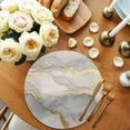 thumbnail image 2 of Marble Grey Round 15 Inch Placemats Set of 8, Modern Gold Luxury Neutral Texture HeatResistant Non Slip Place Mats for Dining Table, Wipeable Braided Kitchen Table Mats for Housewarming, 2 of 9
