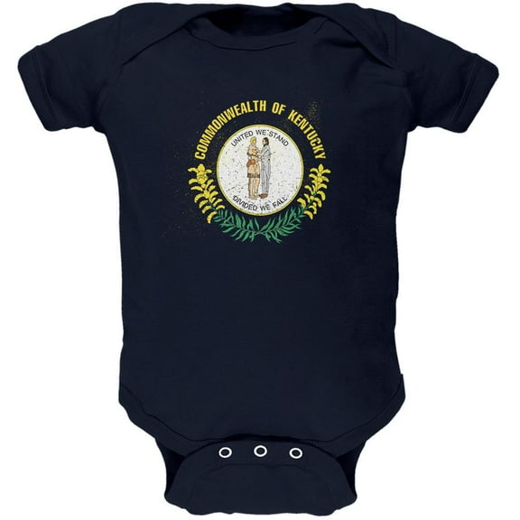 Born and Raised Kentucky State Flag Soft Baby One Piece Navy 3-6 M