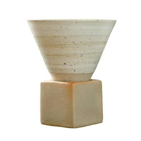

Coarse Pottery Espresso Cup Creative Tea Cup With Base Vintage Ceramic Personal Tea Cup