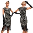 thumbnail image 2 of IDOPIP 1920s Flapper Dresses for Women Great Gatsby Dresses Sequin Fringed Roaring 20s Cocktail Dress, 2 of 4