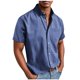 thumbnail image 2 of Blusa y camisa de manga corta con cuello vuelto para hombre, color liso, informal, holgada, con botones y bolsillo, blusa de manga corta con cuello vuelto, blusa de poliéster para hombre, 2 of 5