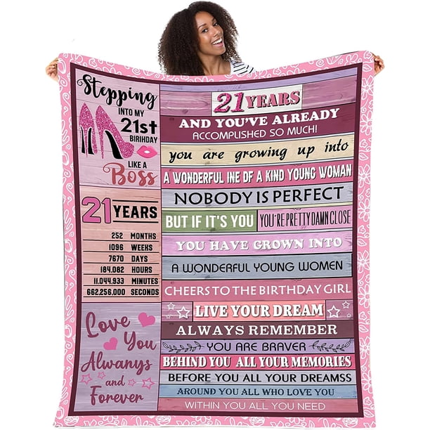LHSHID Blanket Gifts for 21 Year Old Girls Soft Blanket Birthday Gift for Her Love Fleece Throws Blankets 21th Birthday Blanket for 21 Year Old Female Women Warm Throw Blankets 60x80in