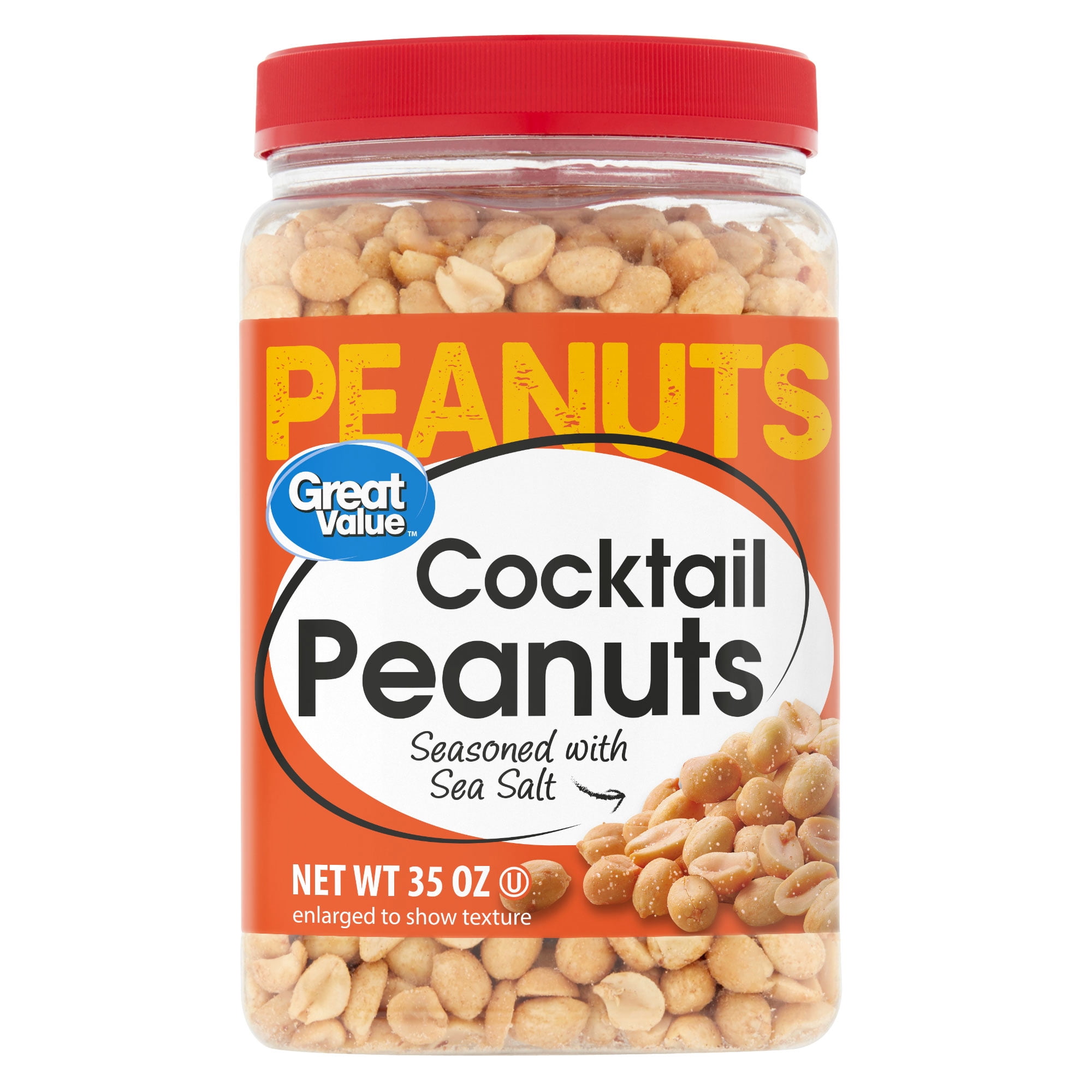 Great Value Roasted & Salted Cocktail Peanuts, 35 oz