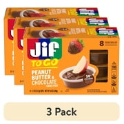 (3 pack) Jif To Go Peanut Butter & Chocolate Flavored Spread, 8 Single-Serve Cups, 1.1 Oz. Each