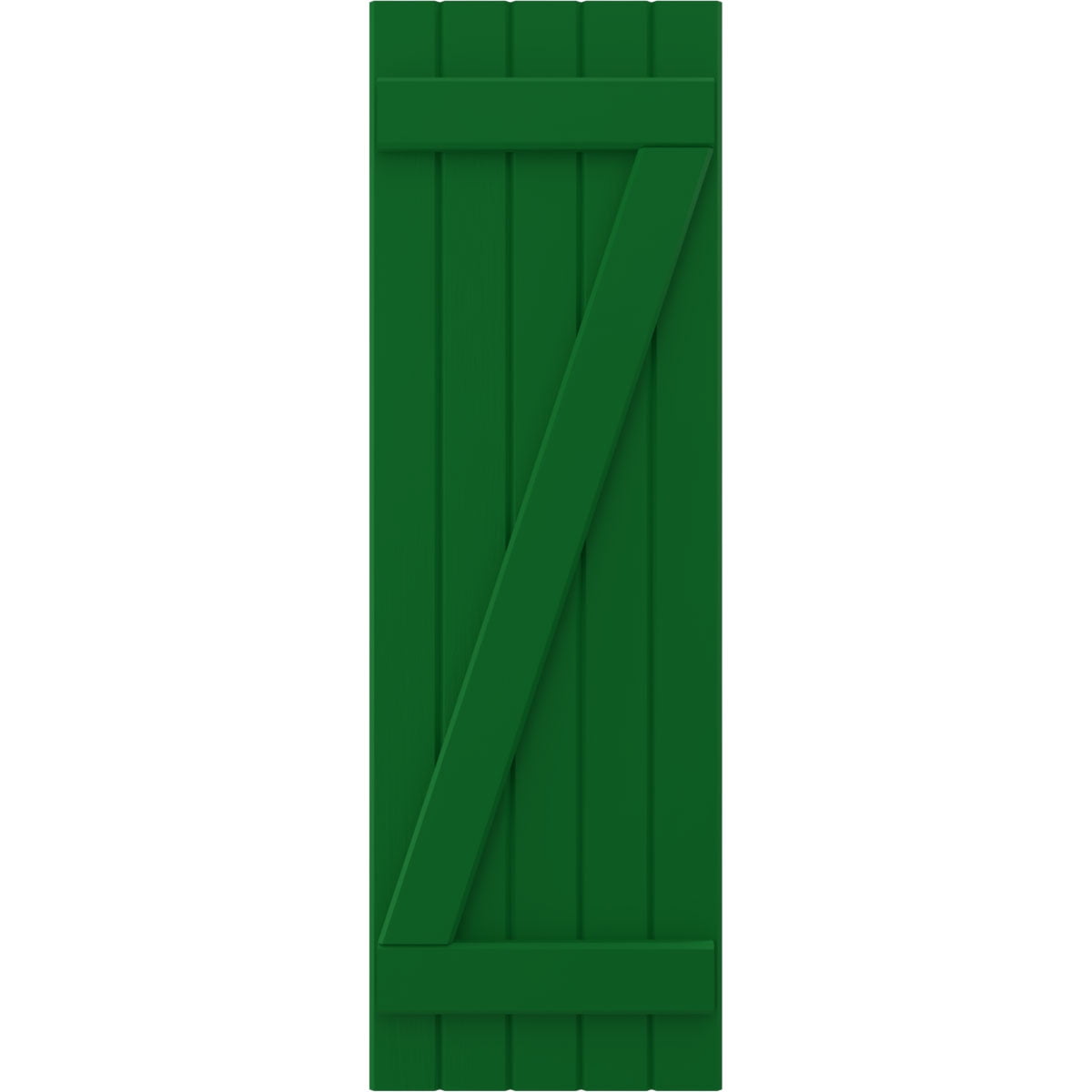 Ekena Millwork 17 1/2"W x 40"H Americraft Five Board (2 Batten) Exterior Real Wood Joined Board-n-Batten Shutters w/ Z-Bar (Per Pair), Viridian Green