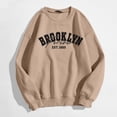 thumbnail image 5 of Women Fall Sweatshirts Oversize Long Sleeve Crew Neck Drop Shoulder Letter Print Athletic Outfits Trendy Khaki, 5 of 5