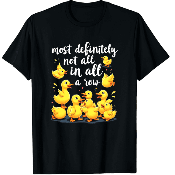 Most Definitely Not All in A Row Funny Duck Mental Health Graphic Black T-Shirt for Men and Women