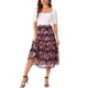 thumbnail image 2 of Falda Floral de Chiffon para Mujeres Inspire Chic, Falda Midi Bohemia de Volantes en Capas, XL Negro y Rosado, 2 of 6