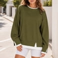 thumbnail image 5 of Mockneck Sweatshirt Nelozsy Women’s Oversized Sweatshirts Crewneck Pullover Long Sleeve Fall Tops Army Green XL, 5 of 7