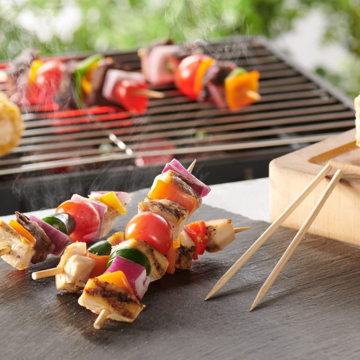 Grilling Accessories BBQ Skewers Set Zebra in a Wooden Case, 39 item