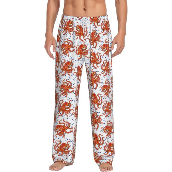 Hirioo Hand drawn octopus for Men's PJ Pajama Pants Sleep Pants Men's Home Trousers with Pockets,S-3XL-Large