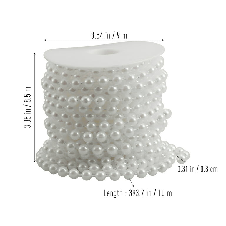 10m Acrylic Pearl Garland String Chain Spool Beads for Wedding Favor Bridal  Bouquet Party Decoration (White) 