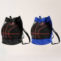 Soimiss Basketball Drawstring Bags Sports Ball Bag Thicken Drawstring Black 2 Pcs