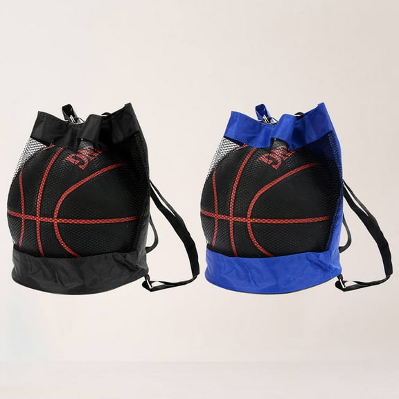 Soimiss Basketball Drawstring Bags Sports Ball Bag Thicken Drawstring Black 2 Pcs