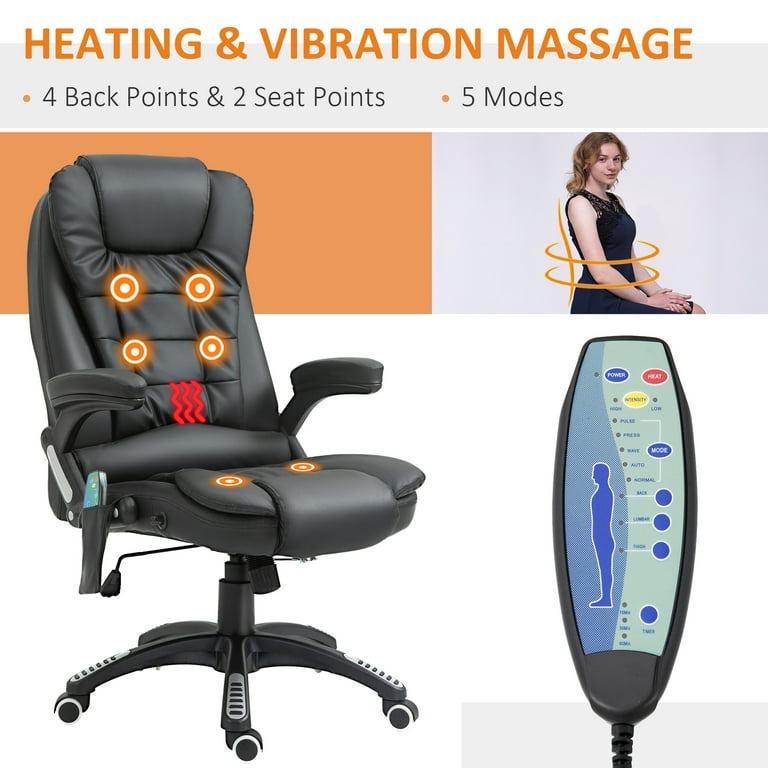 HOMCOM High-Back Vibration Massage Chair, Heating Office Chair